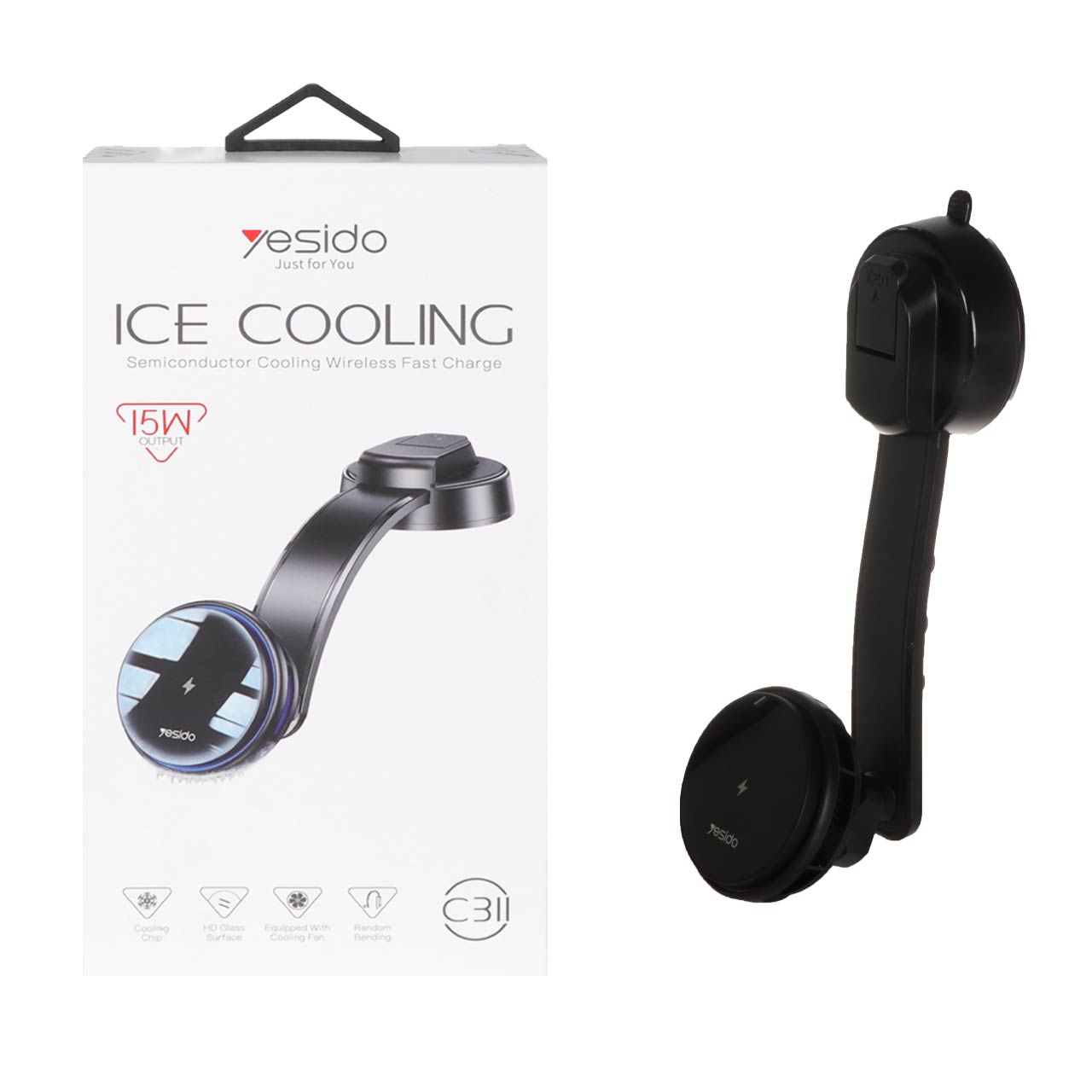 هولدر و شارژر وایرلس و خنک کننده گوشی موبایل Yesido مدل C311 - مشکی (گارانتی 18 ماه تعویض نیکان همراه)